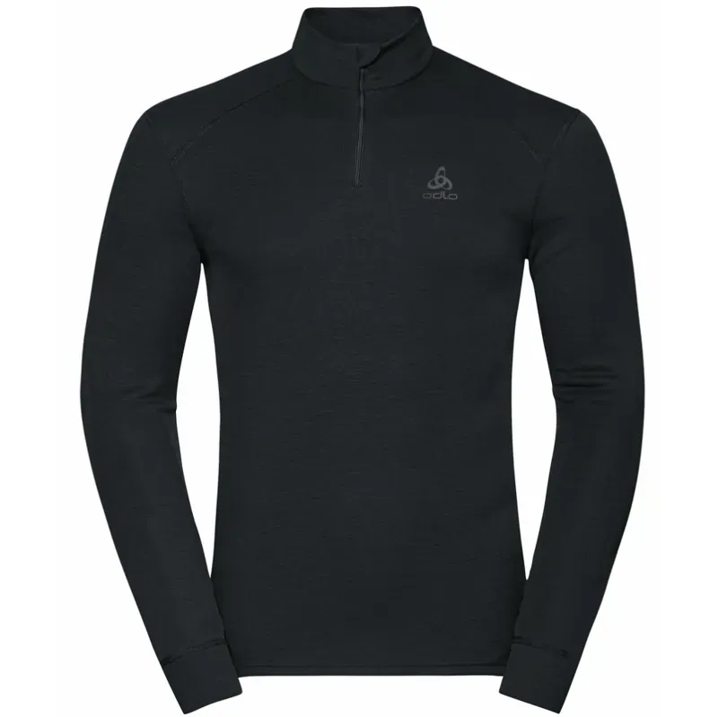 Odlo Active Warm Eco Half-Zip Turtleneck Men's Base Layer Top in Black