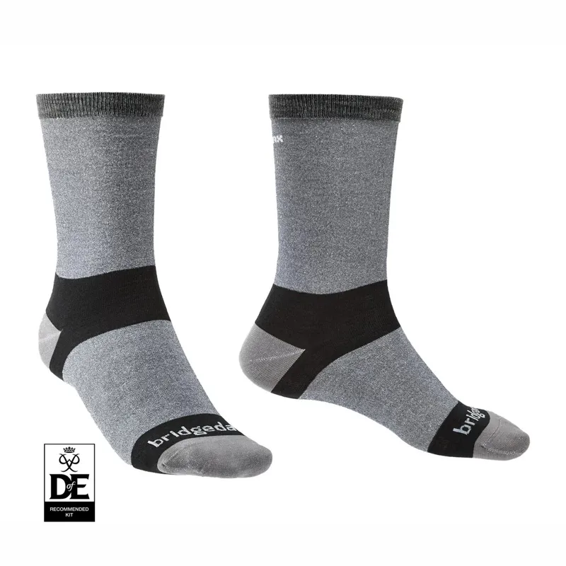 Bridgedale LINER Base Layer Coolmax Boot Socks Twin Pack in Men's Grey