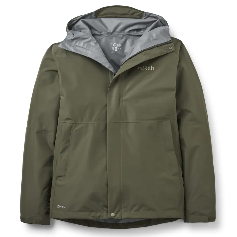 Rab Downpour Men's Waterproof Jacket in Army