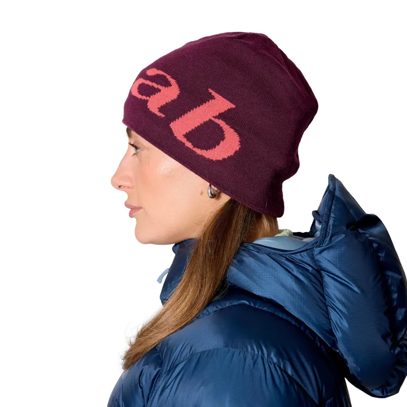 Rab Logo Beanie Unisex in Mulberry/Hibiscus-2