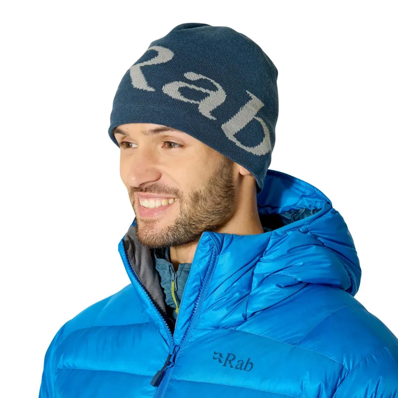 Rab Logo Beanie Unisex in Tempest Blue/Light Zinc-2