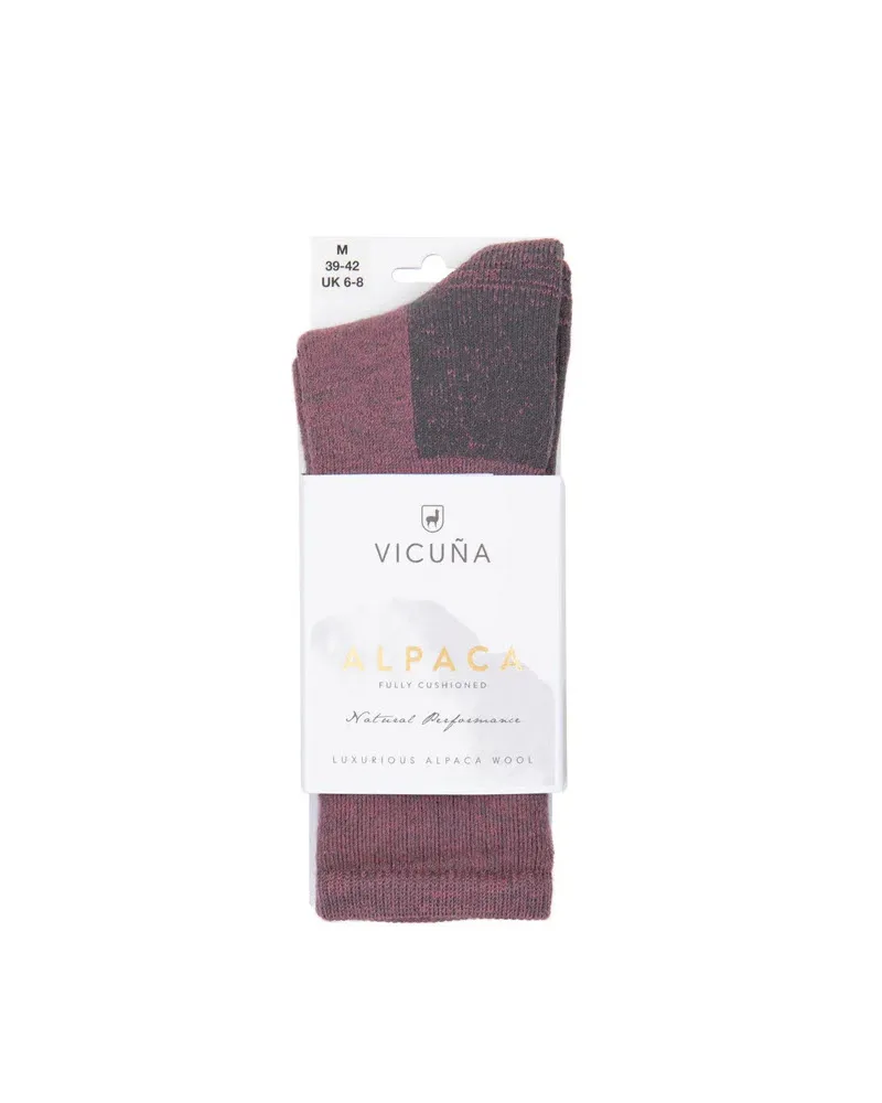 Vicuna Fully Cushioned Alpaca Hiker Sock in Wine-1