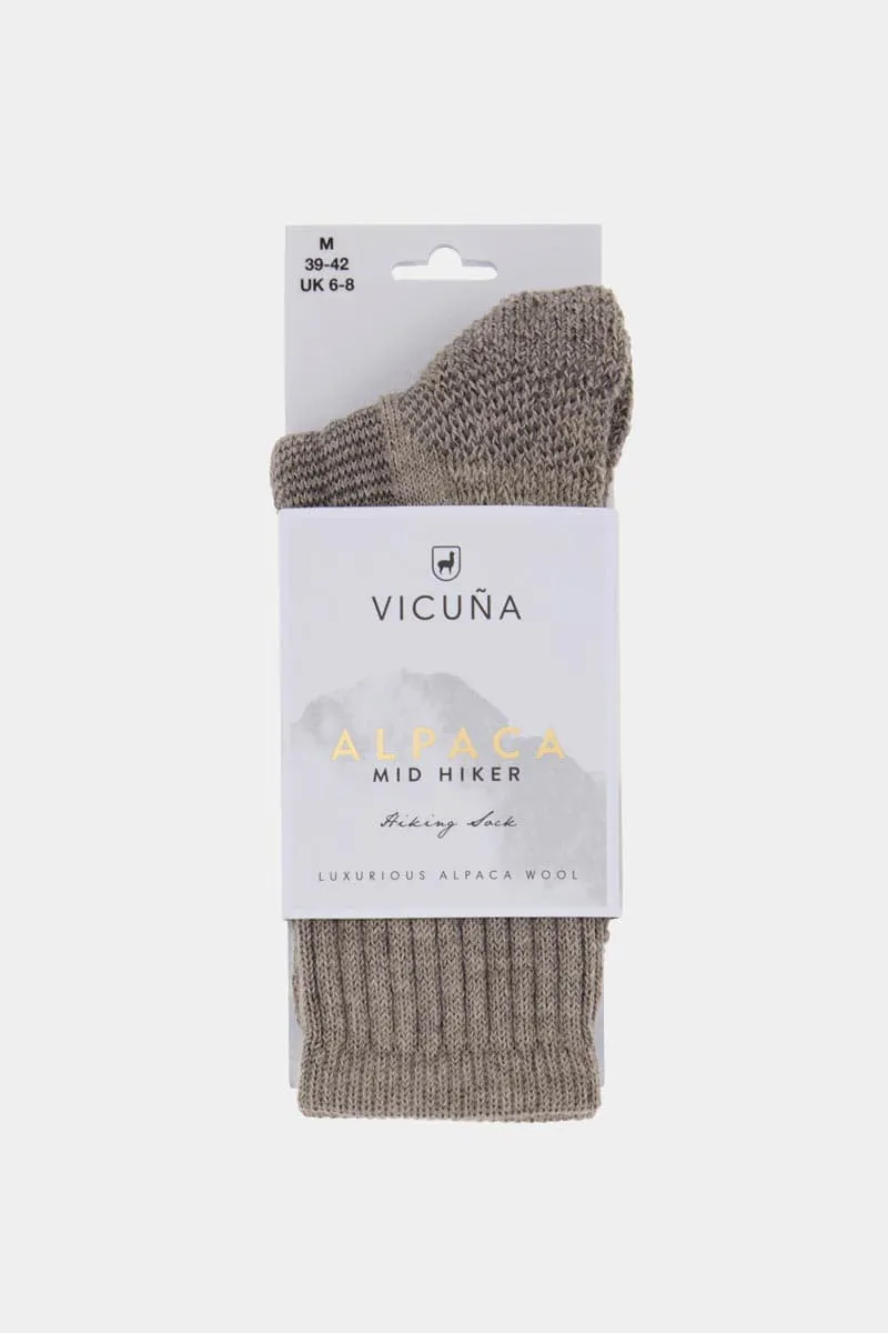 Vicuna Alpaca Mid Weight Alpaca Hiker Sock in Beige-1
