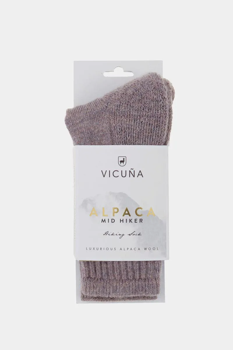 Vicuna Alpaca Mid Weight Alpaca Hiker Sock in Rock Rose-1