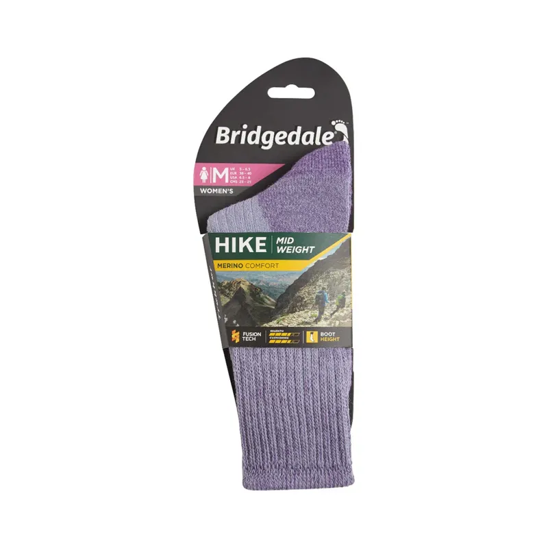 Bridgedale HIKE Midweight Merino Comfort Boot Sock Women's in Violet-2